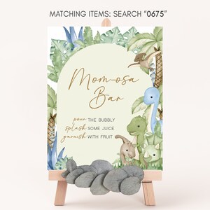 Mom Osa Bar Zeichen Dinosaurier Babyparty Zeichen, Gender Neutral Dino Babyparty Momosa Zeichen, Boho Dinosaurier Babyparty Mimosa Zeichen, 0675