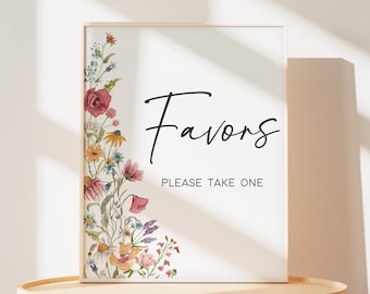 Baby in Bloom Baby Shower Favors Sign, Boho Wildflower Baby Shower Favor Table Sign, Spring Floral Baby Shower Favor Decoration Signs, 0627