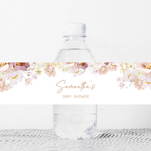 Editable Baby in Bloom Baby Shower Bottle Label, Spring Baby Shower Water Label, Wildflower Baby Shower, Spring Floral Bottle Stickers, 0612