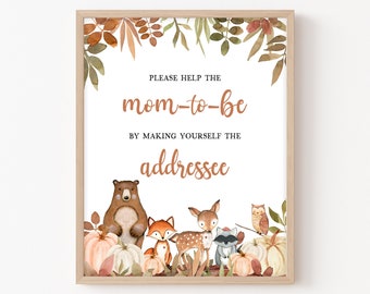 Envelope Station Sign Fall Pumpkin Woodland Baby Shower, Oh Boy Woodland Animals Baby Shower Addressee Sign, Autumn Fall Addressee Sign 0429