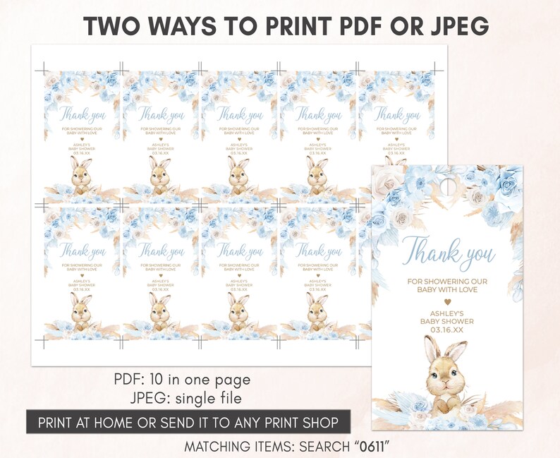 a set of two place cards for a baby shower