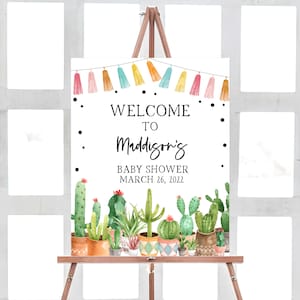 Fiesta Cactus Baby Shower Welcome Sign, Taco Bout Baby Welcome Sign, Mexican Baby Shower Decor Succulent Sign Rustic Printable Template 0187