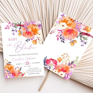 Bright Flowers Girl Baby Shower Invite