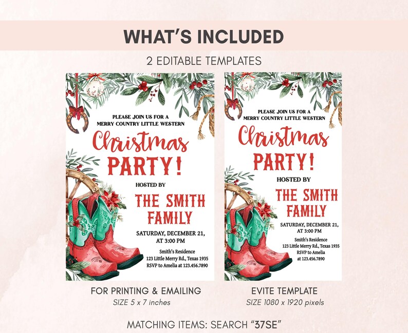 Western Christmas Invitation Set