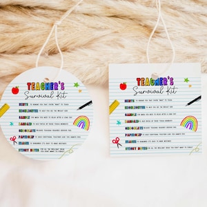 Editable Teacher Survival Kit Tag, Happy First Day of School Tag, Welcome Back to School Tag, Teacher Sweet Treat Tag, Teacher Gift Tag 93SE