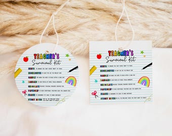 Editable Teacher Survival Kit Tag, Happy First Day of School Tag, Welcome Back to School Tag, Teacher Sweet Treat Tag, Teacher Gift Tag 93SE