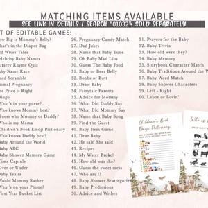 a list of matching items available for a baby shower
