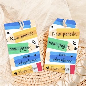 Étiquette modifiable pour le premier jour d'école, étiquette de bienvenue à l'école, étiquette cadeau crayon pour la maternelle, étiquette cadeau imprimable enseignant étudiant, 101SE