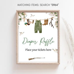 Windel-Verlosungsschild Entenjagd-Babyparty, Ein kleiner Jäger, Enten-Babyparty-Windelspielschild, Jäger-Kleidung-Babyparty, 0964