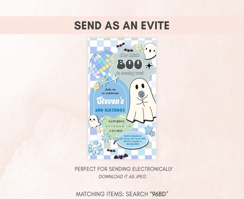 a flyer for a birthday party with a ghost on it