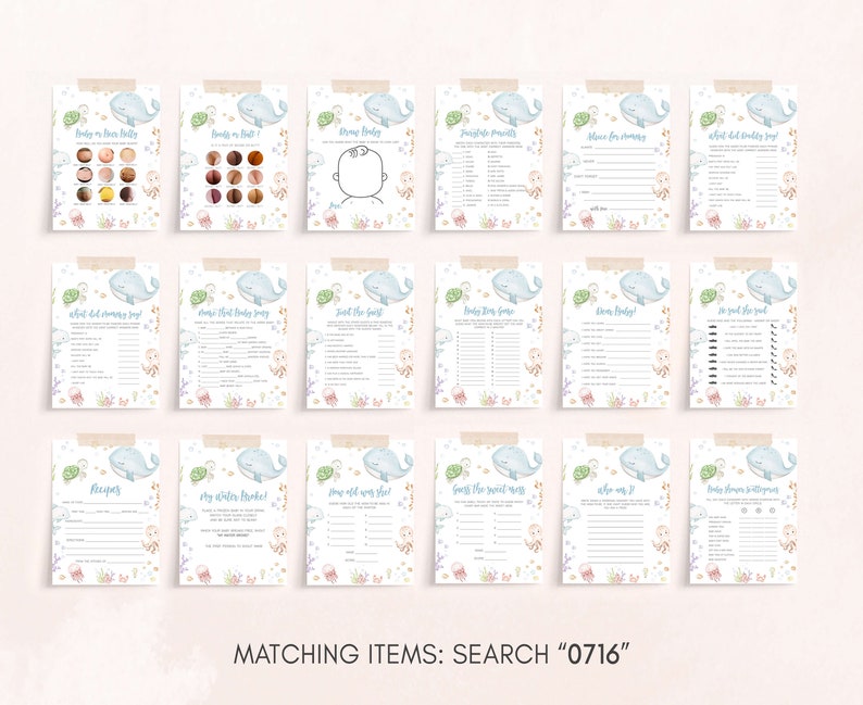 a set of matching items for a baby shower