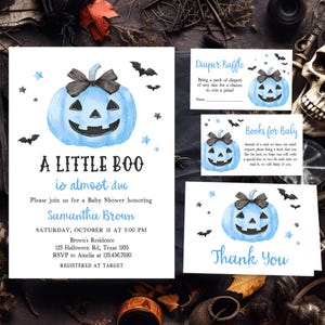 Blue Minimalist A Little Boo Invitation Set