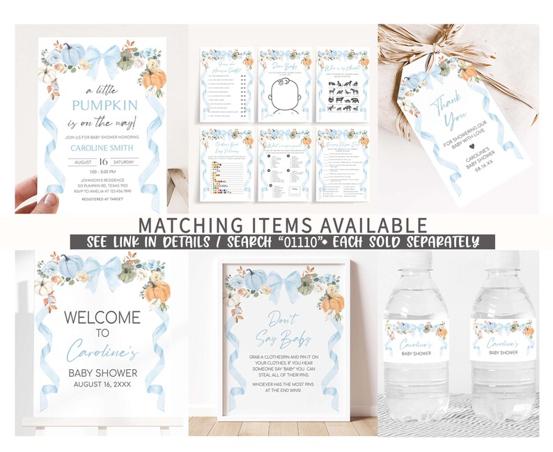 matching items available for a baby shower
