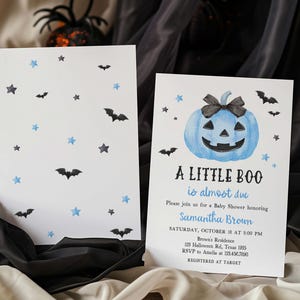 Blue Minimalist A Little Boo Invitation