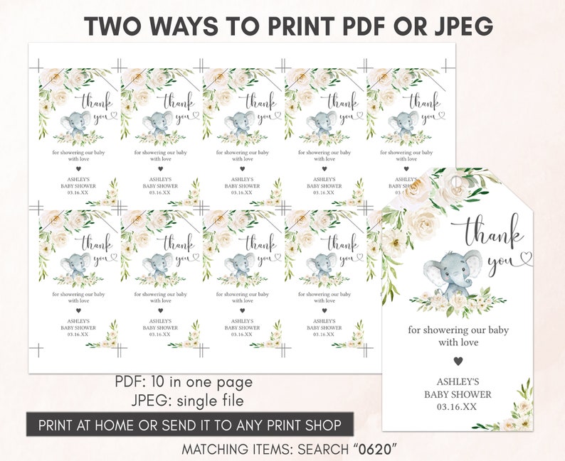 two ways to print a baby elephant baby shower