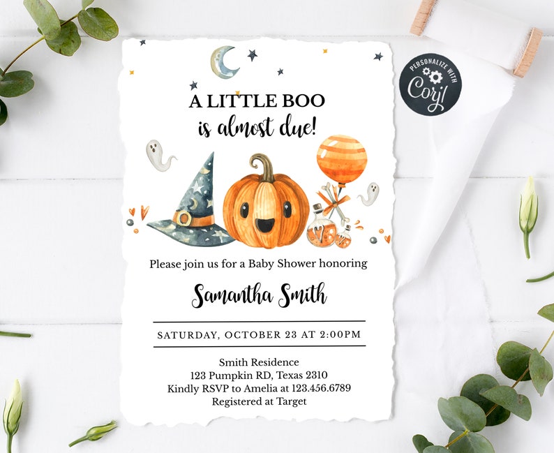Editable Halloween Baby Shower Invitation A Little Boo Baby Etsy