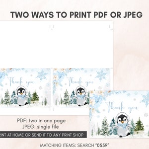 Editable Winter Penguin Baby Shower Invitation Bundle, Boy Penguin Baby Shower Invite Set, Blue Baby It's Cold Outside Baby Shower, 0559 image 7