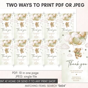 two ways to print a thank card for a baby shower