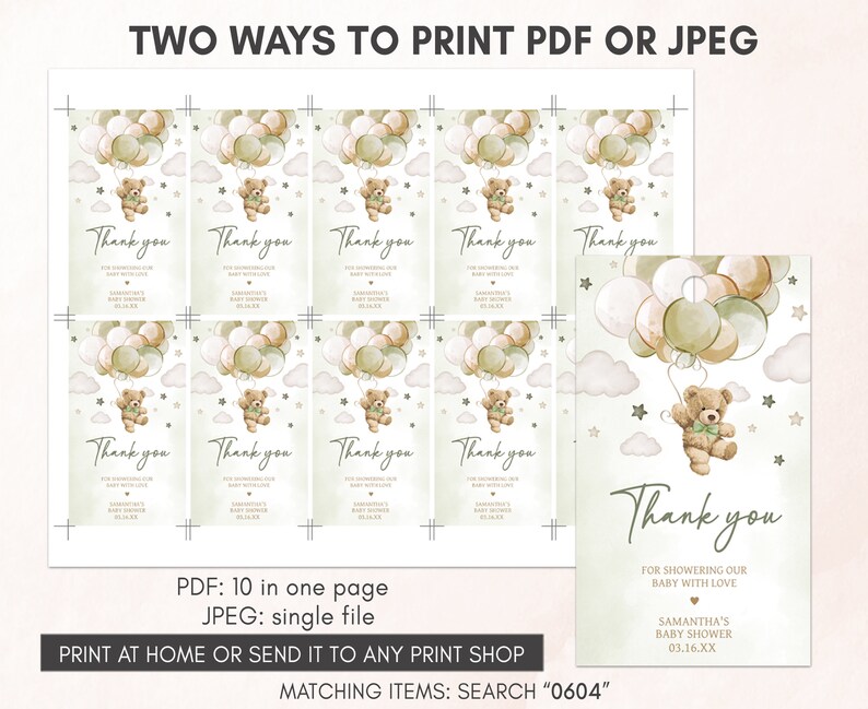 two ways to print a thank card for a baby shower