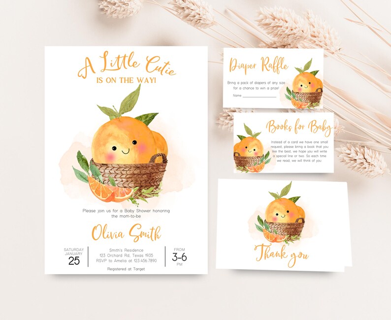 A Little Cutie on the Way Invitation Set