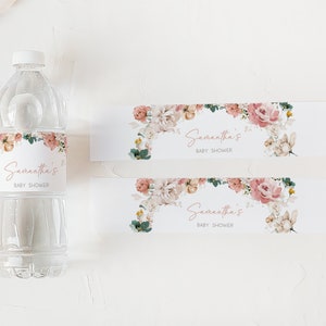 Editable Baby in Bloom Baby Shower Bottle Label, Spring Floral Baby Shower Water Labels, Wildflower Spring Baby Shower Bottle Stickers, 0614 image 3