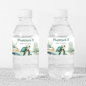 a bottle of water with a picture of a turtle on it