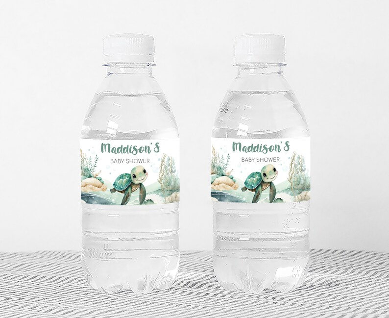 a bottle of water with a picture of a turtle on it
