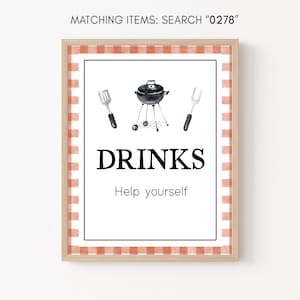 BBQ Baby Shower Drink Sign, Backyard Baby Shower Drinks Table Sign, Gender Neutral Coed Baby Shower Sign Decorations Printable Template 0278