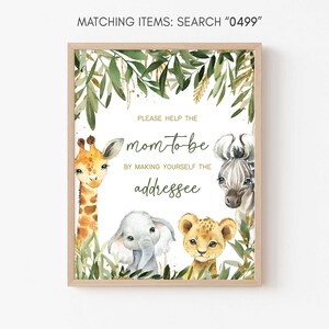 Envelope Station Sign A Little Wild One Safari Baby Shower, Greenery Jungle Baby Shower Addressee Sign, Safari Animals Baby Shower, 0499