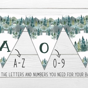 Adventure Mountain Baby Shower Bunting Banner, Adventure Baby Shower Banner, Printable Party Banner, Boy Baby Shower BSL 104