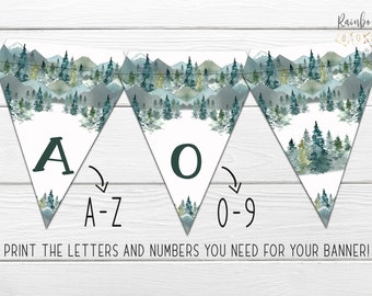 Adventure Mountain Baby Shower Bunting Banner, Adventure Baby Shower Banner, Printable Party Banner, Boy Baby Shower BSL 104