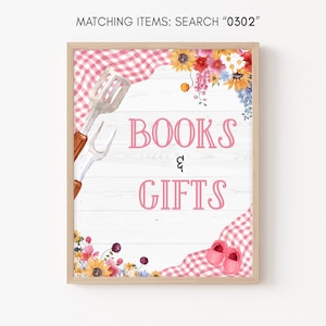 Rosa Baby Shower Geschenke und Bücher zum Grillen Baby Q Dusche Geschenk Tischschild Mädchen Gartenparty Grillparty Picknick paare Printable Vorlage 0302