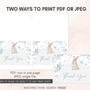 Blue Floral Bunny Thank you Card
