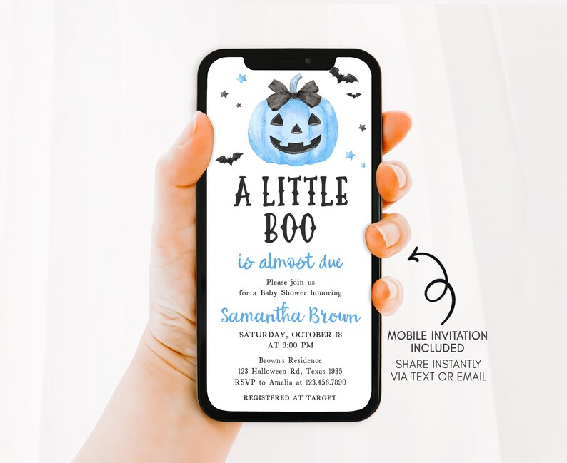 Boy Minimalist A Little Boo Mobile Invitation