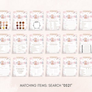 Lot modifiable de jeux baby shower d'ours d'hiver rose, pack de jeux de baby shower d'hiver fille ours, jeu de bébé flocon de neige rose, bébé il fait froid dehors, 0521 image 3