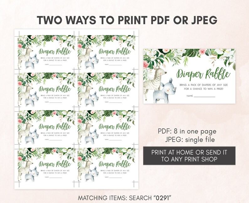 Editable Greenery Safari Baby Shower Invitation Bundle, Floral Jungle Baby Shower Invite Set, Safari Animals Wild One Invitation, 0291 image 5