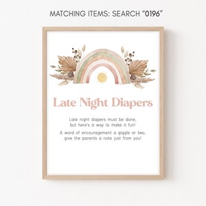 Late Night Diapers Sign Rainbow Baby Shower Boho Baby Shower Diaper Thoughts Sign A Little Ray of Sunshine Decor Boho Rainbow Template 0196