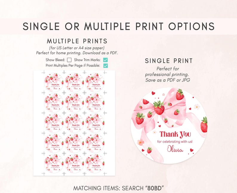 Girl First Birthday Round Favor Tags