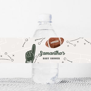 Bearbeitbares Fußball-Babyparty-Flaschenetikett, Oh Boy Sport-Babyparty-Wasseretiketten, Ein kleiner Stern ist Wasserflaschenaufkleber, 0759