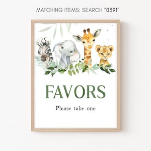 Oh Boy Safari Baby Shower Favors Sign, Jungle Baby Shower Favors Table Sign, Greenery Jungle Safari Animals Theme Printable Template 0391