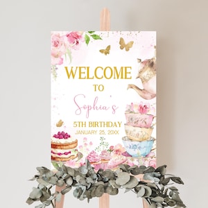 Tea Party Birthday Welcome Sign