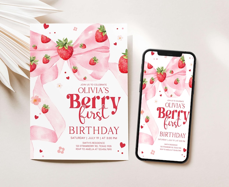 Berry 1st Birthday Invites
