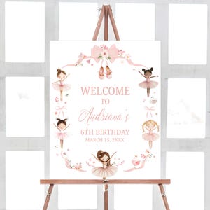 Editable Ballerina Birthday Party Welcome Sign, Ballet Birthday Welcome Poster, Ballerina Party Girl Sign, Ballet Dancer Birthday Sign, 42BD