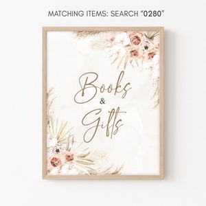 Pampas Grass Baby Shower Bücher und Geschenke Zeichen Boho Baby Shower Geschenke Tisch Schild Boho Tropische Wüste Babyparty Printable Vorlage 0280