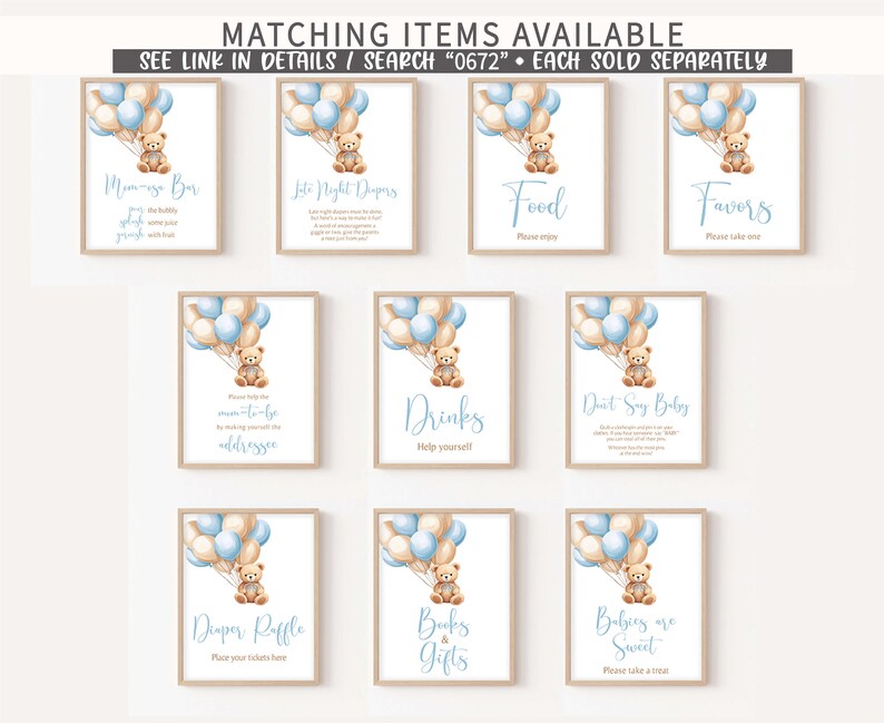 Editable Boho Brown Bear Baby Shower Favor Tags, Blue Balloon Baby Shower Gifts Tag, We Can Bearly Wait Boy Baby Shower Thank You Tags, 0672 image 6