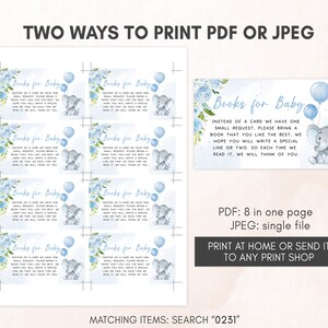 Editable Elephant Baby Shower Invitation Set Blue Balloon Baby Shower Invite Set Baby Boy Elephant Invitation Safari Printable Template 0231 image 4