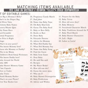 a baby shower game with a list of items