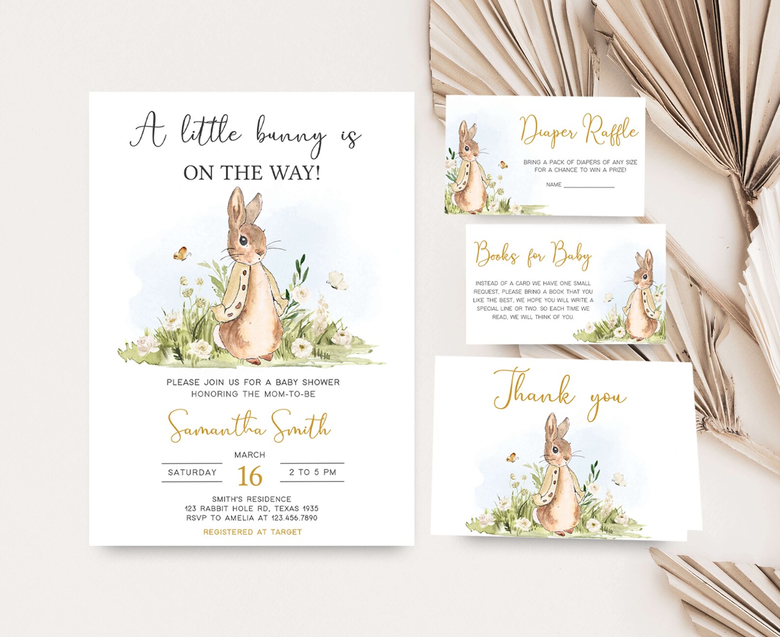 Editable Peter Rabbit Baby Shower Invitation Bundle, Rabbit Gender ...