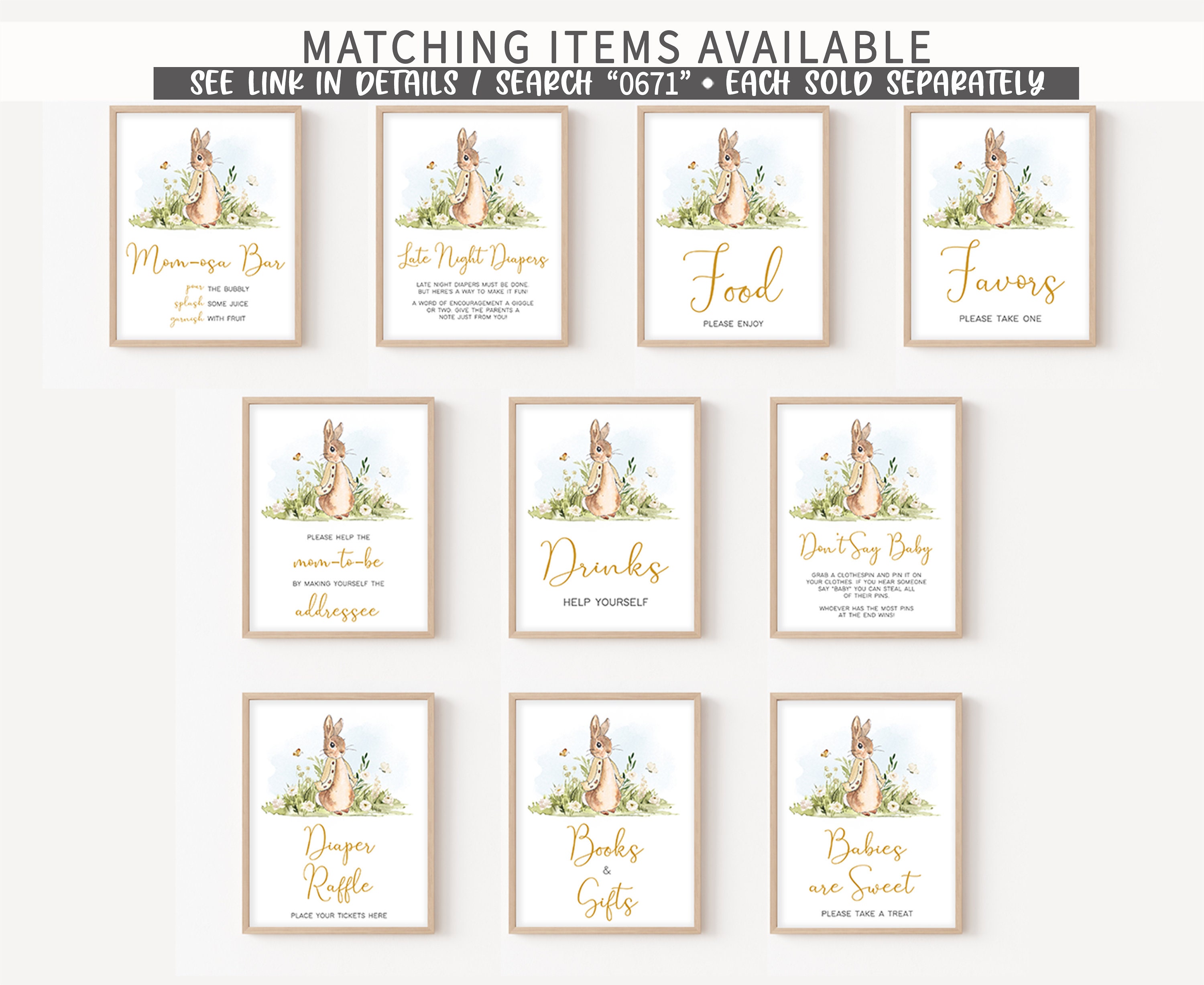 Peter Rabbit Baby Shower Books and Gifts Sign, Rabbit Gender Neutral ...