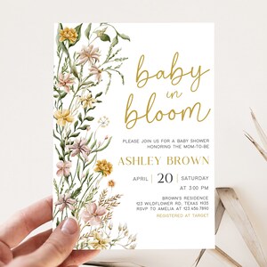 Editable Baby in Bloom Garden Baby Shower Invitation Bundle, Wildflower Spring Baby Shower Invite Set, Baby in Bloom Floral Baby Shower 0685 image 3